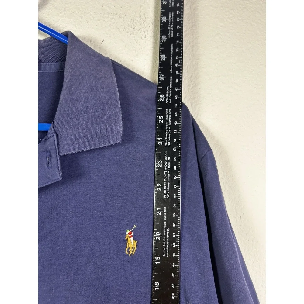 POLO RALPH LAUREN Pima Soft Touch Mens Size XL Polo Navy Natural Flesh Pony